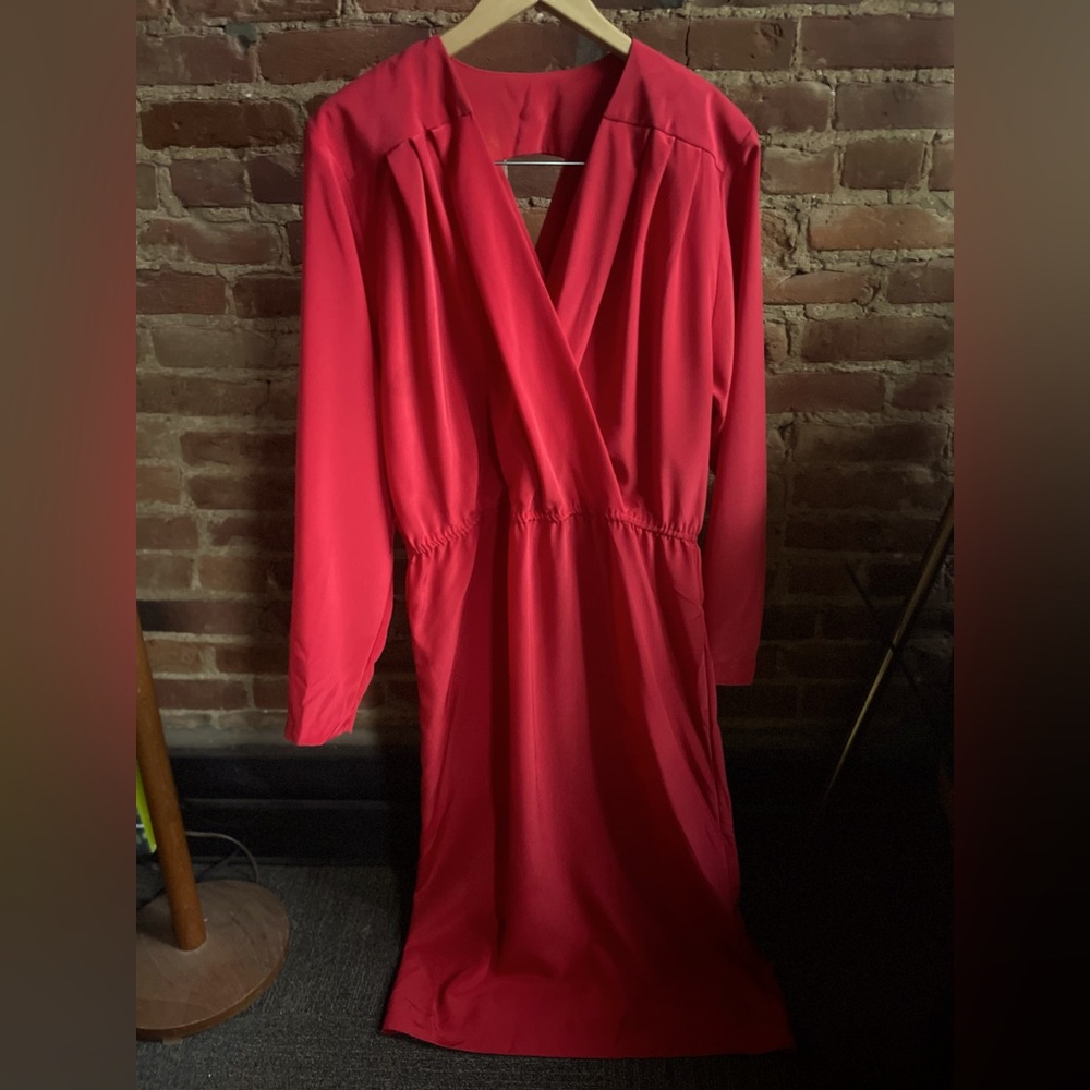 Vintage tea length red dress with belt